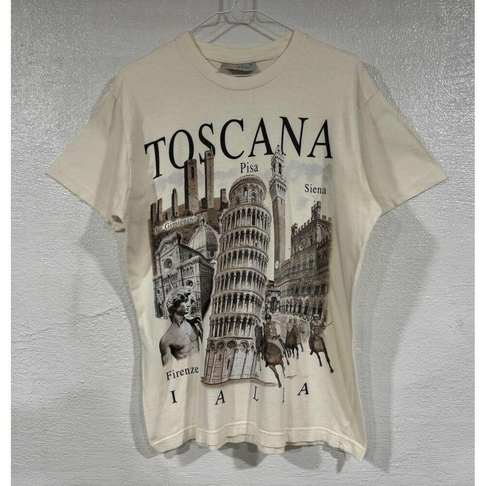 Toscana Italia Vintage T Shirt Mens Size Medium Italy Pisa Siena Firenze